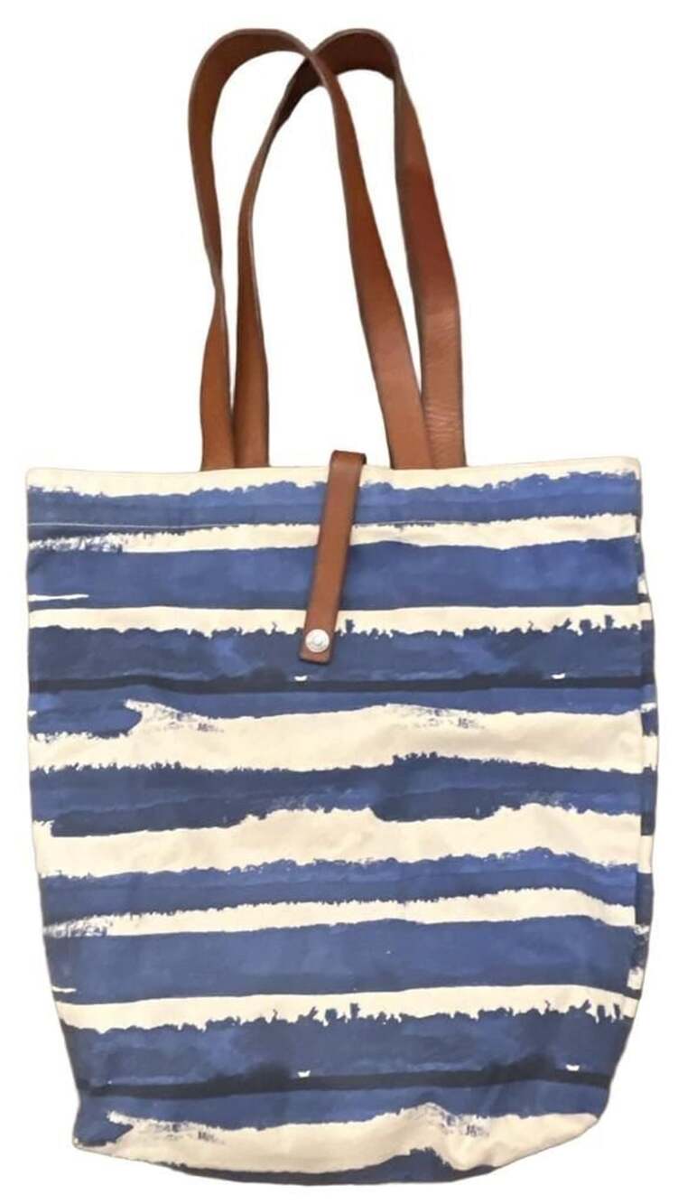 Banana Republic Blue Stripe Canvas Tote Bag